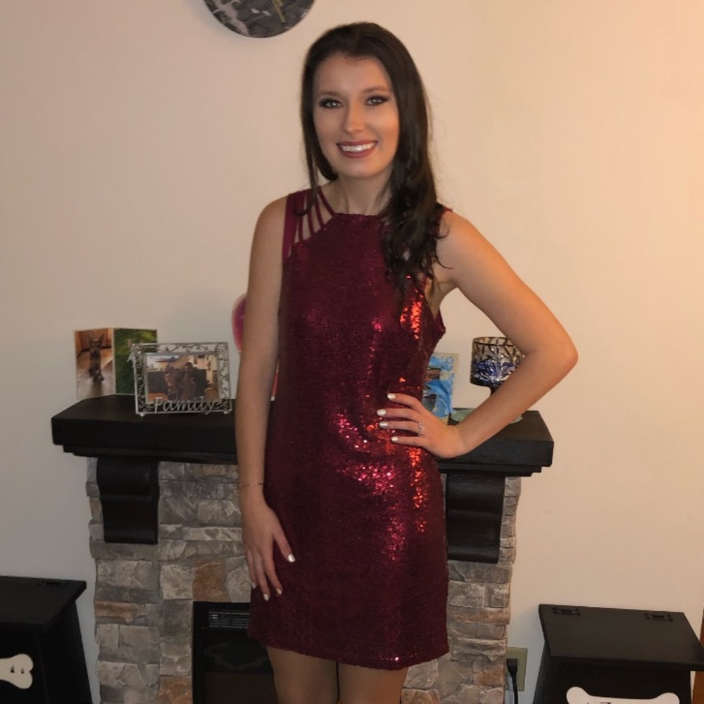Pink Lily Red Sequin Dress - Picture 7 of 7